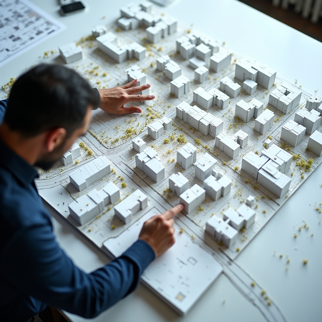 Urban planning map of Santiago with highlighted residential zones